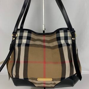 Burberry Tan and Black Check Tote